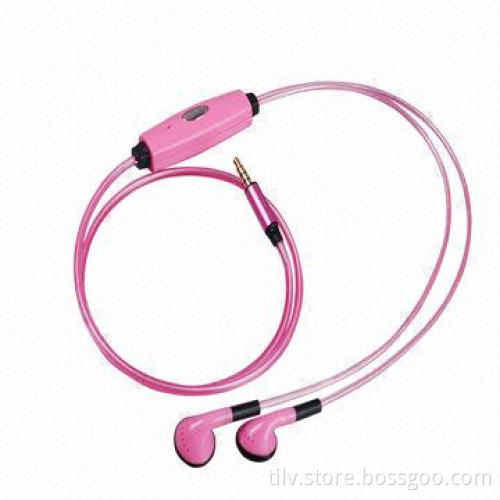 2014 Hot Flash LED light earphone for mobile phone, with Microphone earphone